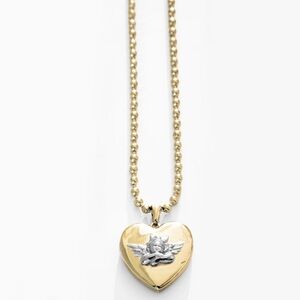 BOYS LIE GOLD LOCKET WITH RHODIUM ANGEL
